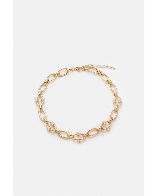 Karen Millen Natural Gold Plated Pearl Detail Chain