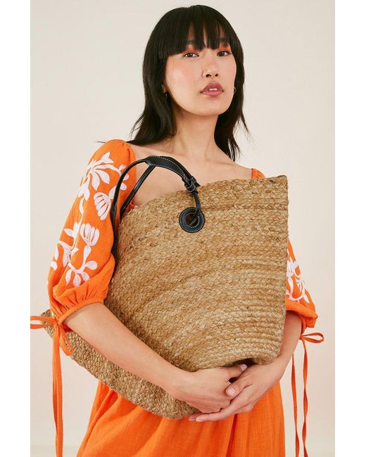 Accessorize Natural Large Jute Winged Beach Bag