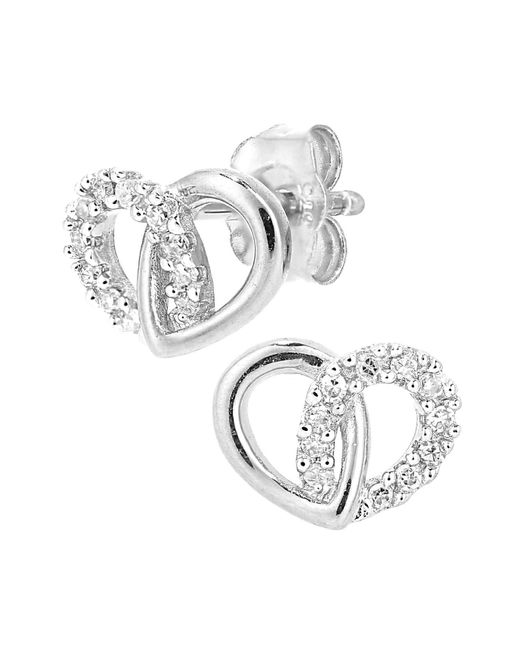 Jewelco London Metallic 9ct White Gold Round 7pts Diamond Heart Stud Earrings - Pe0axl5598w