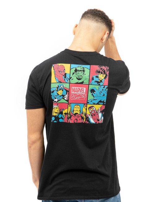 Marvel Black 80's Blocks Cotton T-shirt for men