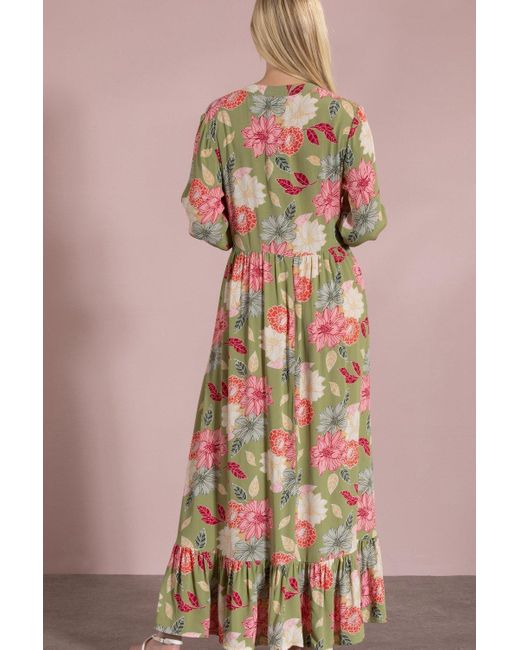 Klass Green Bouquet Print Maxi Dress