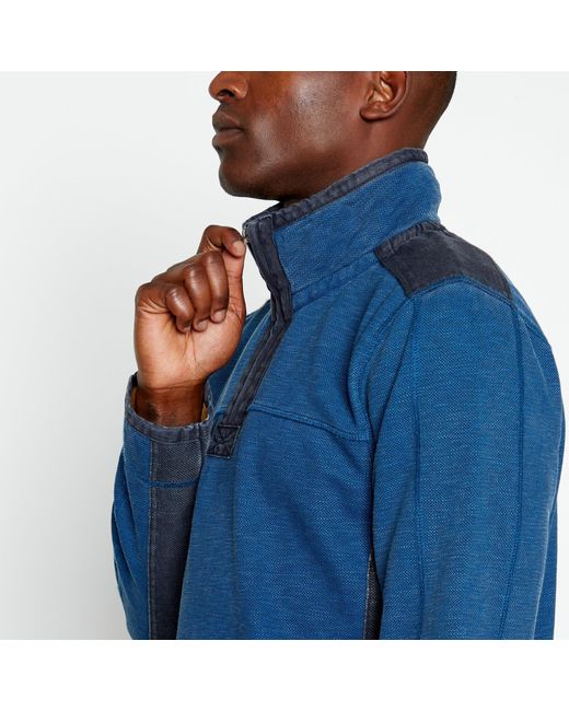 Mantaray Blue Pique Panel Zip Neck Sweatshirt for men