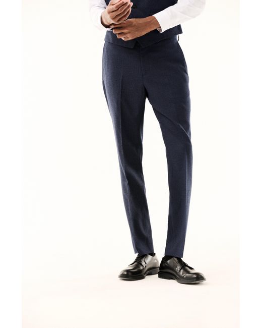 Burton Blue Tailored Fit Navy Marl Suit Trousers for men