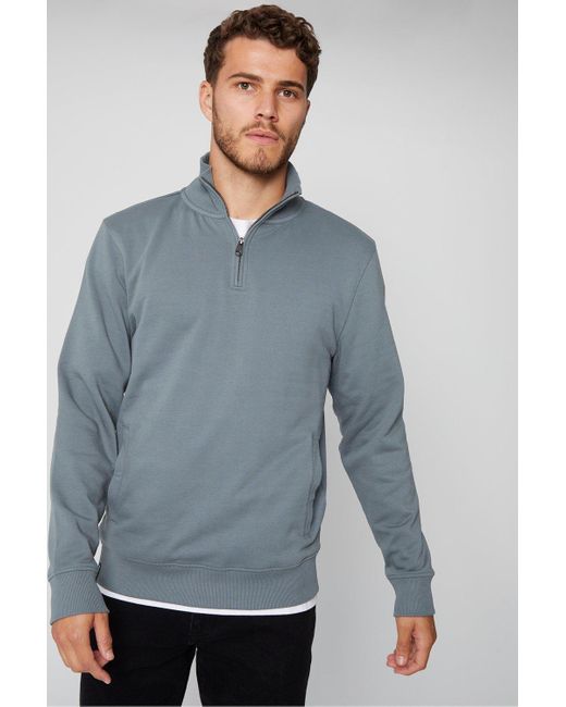 Threadbare Gray 'patrick' Quarter Zip Neck Sweatshirt for men