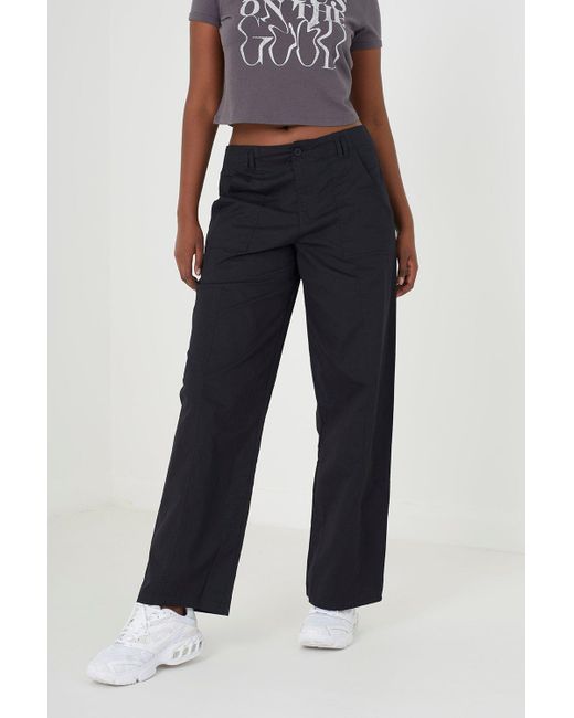 Brave Soul Black 'eloise' Straight Fit Utility Cargo Trousers