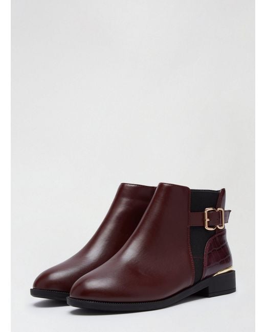 Dorothy Perkins Purple Oxblood Mila Ankle Boots