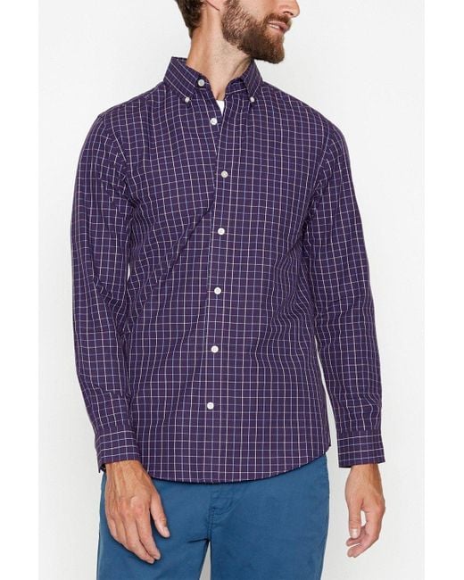 MAINE Purple Checked Print Shirt for men