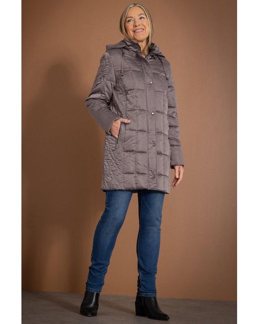 Anna Rose Blue Hooded Quilted Coat