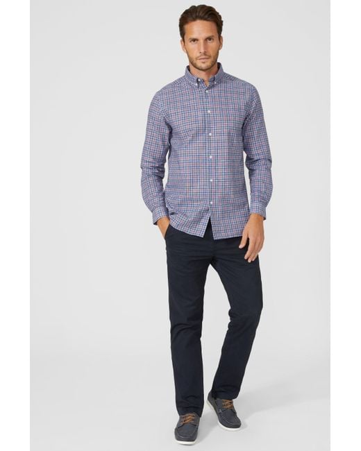 MAINE Gray Classic Multi Grid Check Shirt for men