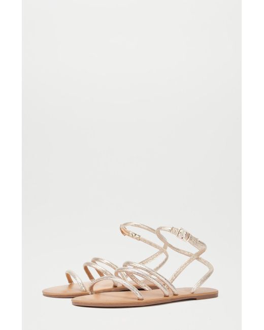 Dorothy Perkins White Gold Flicka Flat Sandals