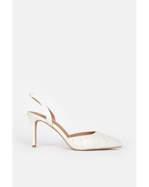 Coast White All Over Pearl Mid Heel Sling Back Shoe