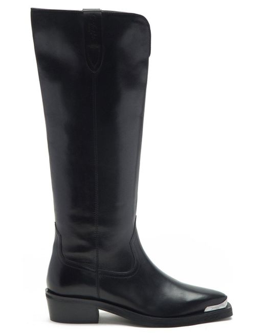 OFF THE HOOK Black 'acton' Leather Knee High Biker Boots