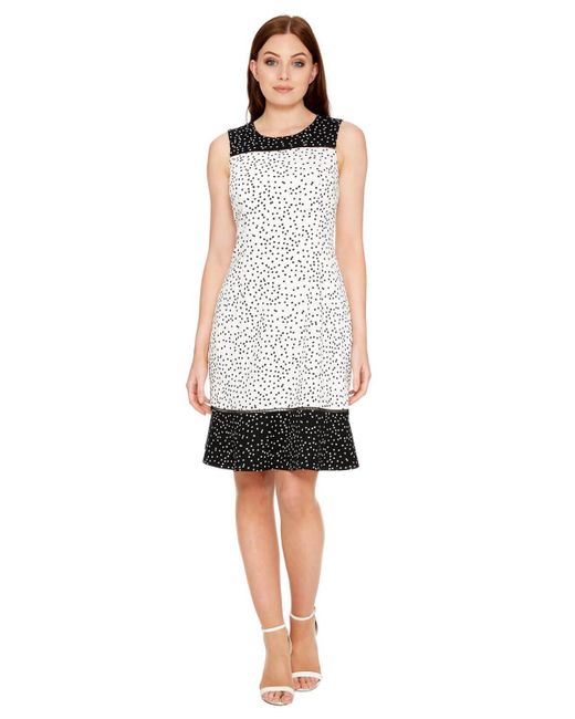 Roman White Polka Dot Fit And Flare Dress