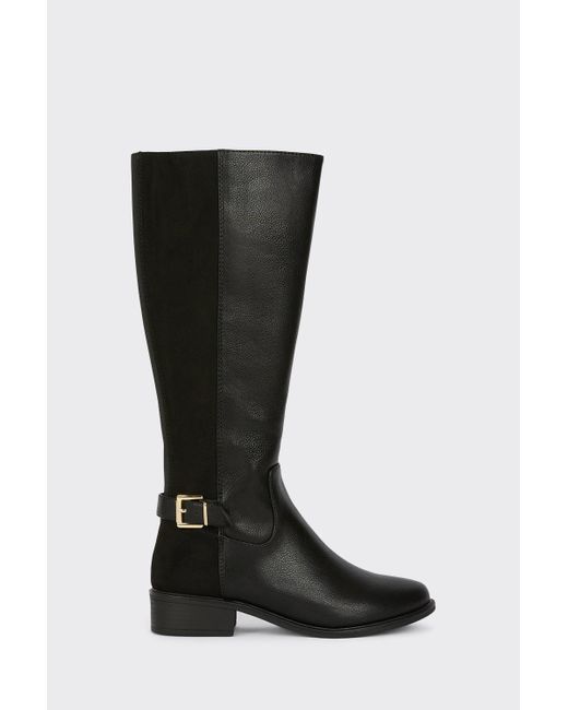 Dorothy Perkins Black Kinley Double Buckle Riding Boots