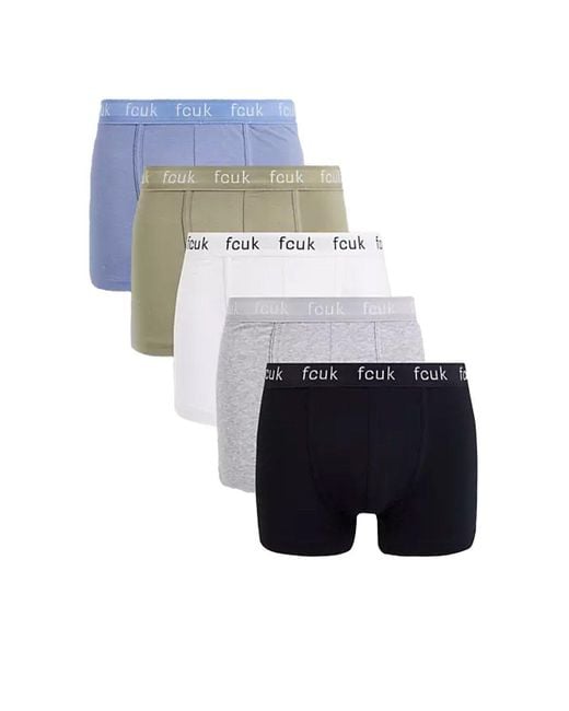 French Connection Blue 5 Pack Cotton Boxers for men
