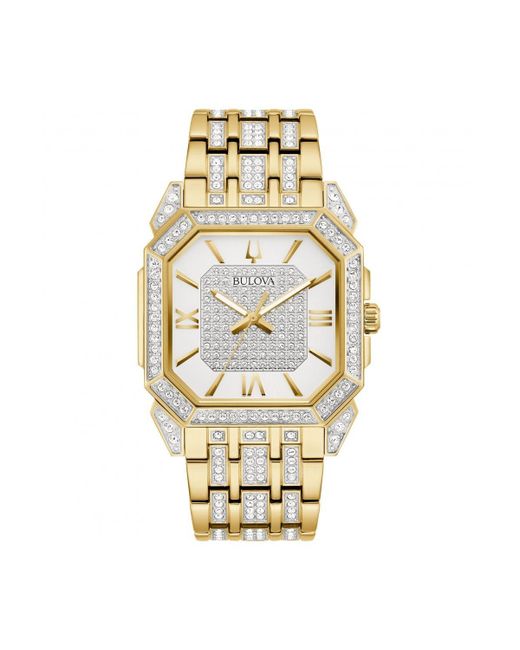 Bulova Metallic Crystal Octava Square Stainless Steel Classic Analogue Watch - 98a295 for men