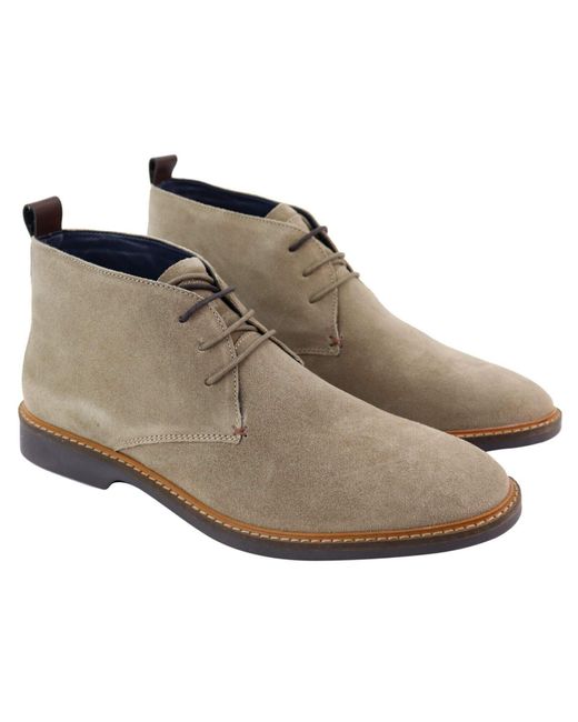 House Of Cavani Natural Sand Suede Lace Up Chukka Boots for men