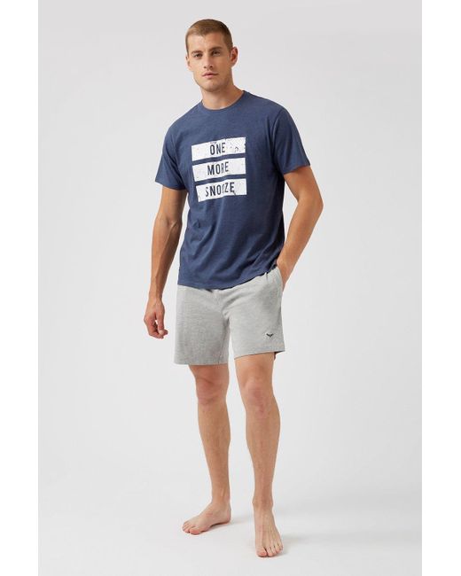 Burton Blue Navy Marl Print & Grey Short Sleepwear Set for men