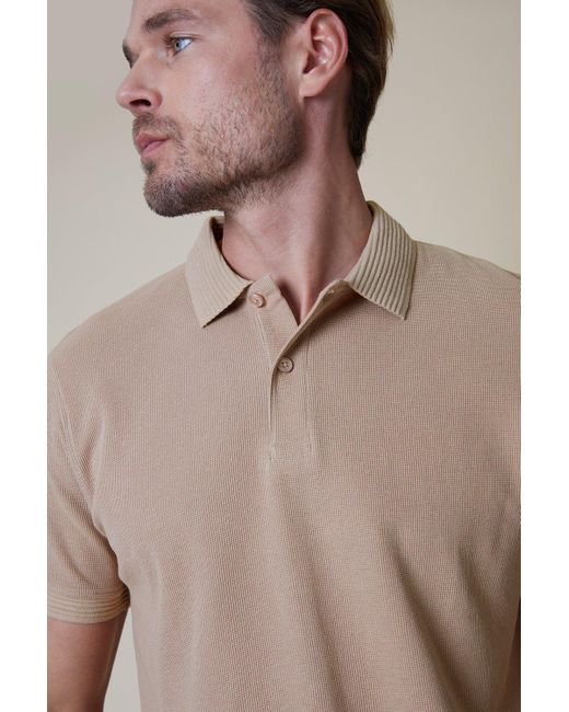 Threadbare Natural 'sedona' Waffle Cotton Jersey Polo Shirt for men