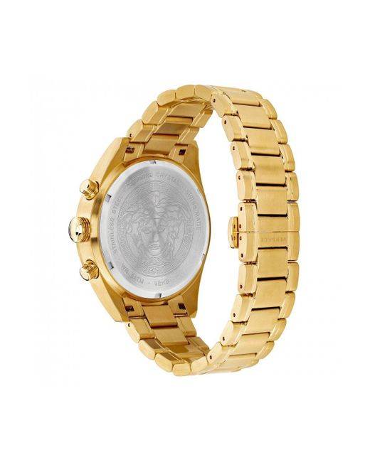 Versace Metallic Gold Plated Stainless Steel Luxury Analogue Quartz Watch - Vehb00719 for men