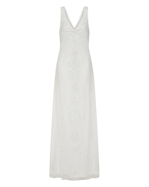 Amelia Rose White Embellished Maxi Dress