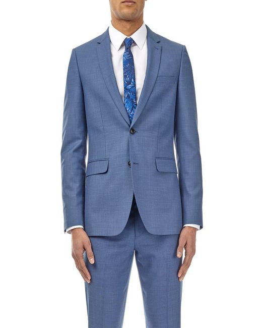 Burton Plus And Tall Slim Blue Sharkskin Suit Jacket for men