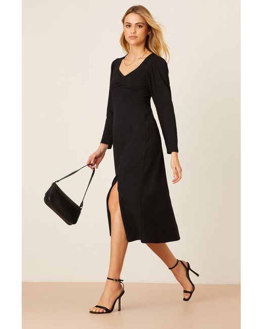 Dorothy Perkins Petite Long Sleeve Black Midi Dress