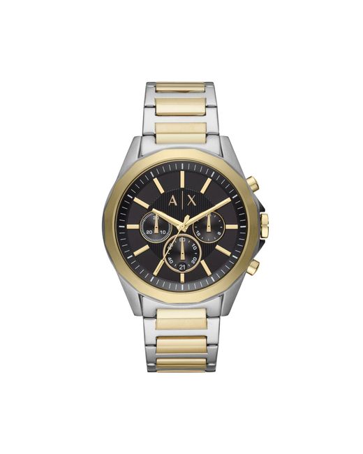 Armani Exchange Metallic Gold And Silver 'smart' Chronograph Bracelet Watch Ax2617 for men