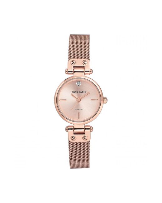 Anne Klein Pink Plated Stainless Steel Fashion Analogue Quartz Watch - Ak/3002rgrg