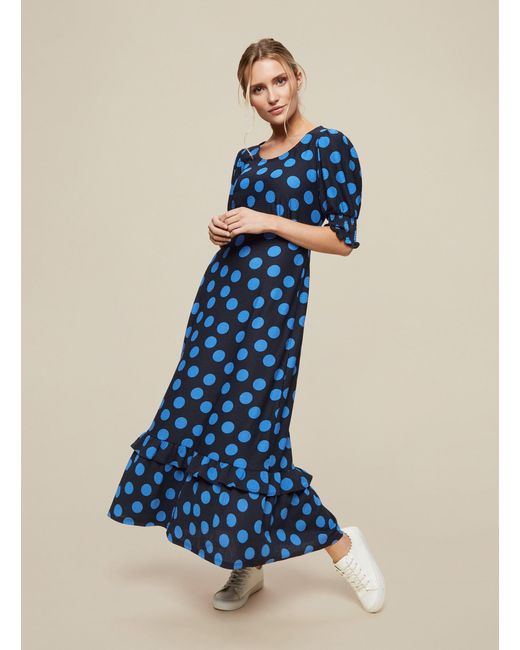 Dorothy Perkins Blue Spot Print Textured Maxi Dress