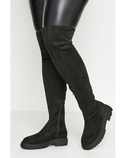 Yours Black Extra Wide Fit Over The Knee Boots