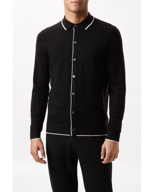 Burton Super Soft Black Tipped Placket Knitted Shirt for men