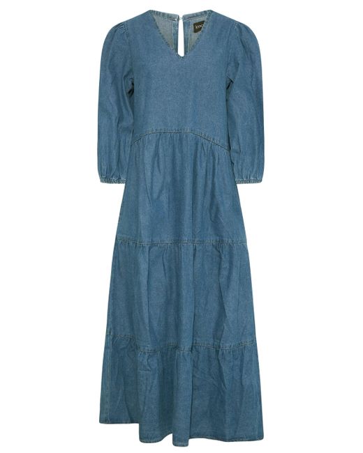 Long Tall Sally Blue Tall Tiered Midi Dress