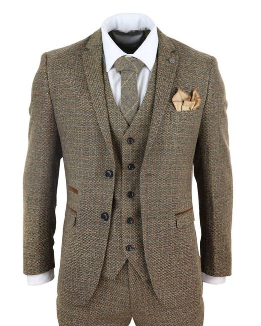Paul Andrew Green 3 Piece Tweed Check Vintage Retro Suit for men