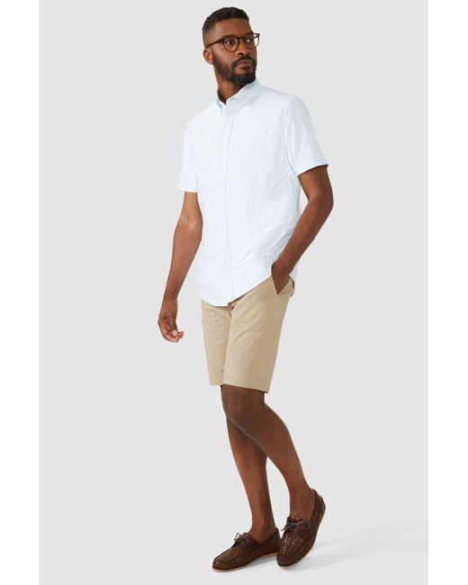 MAINE White Oxford Stripe Ss Shirt for men