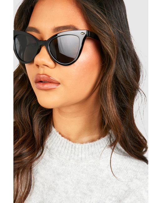 Boohoo Black Frame Cat Eye Sunglasses Lyst UK