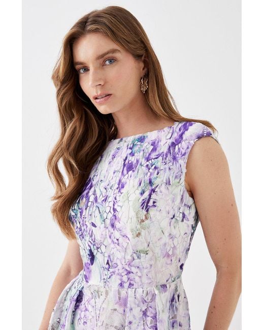 Coast Purple Printed Lace Sleeveless Midi Dress
