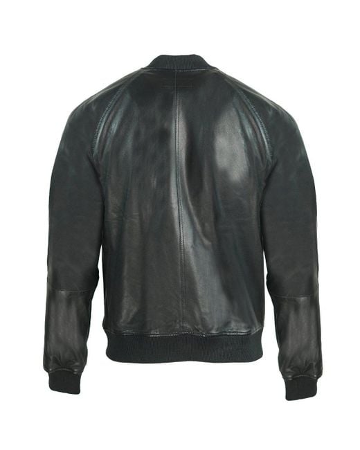 DIESEL L-pins Black Leather Bomber Jacket for men