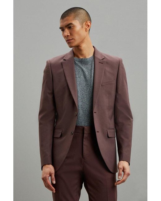 Burton Slim Fit Brown Suit Jacket for men