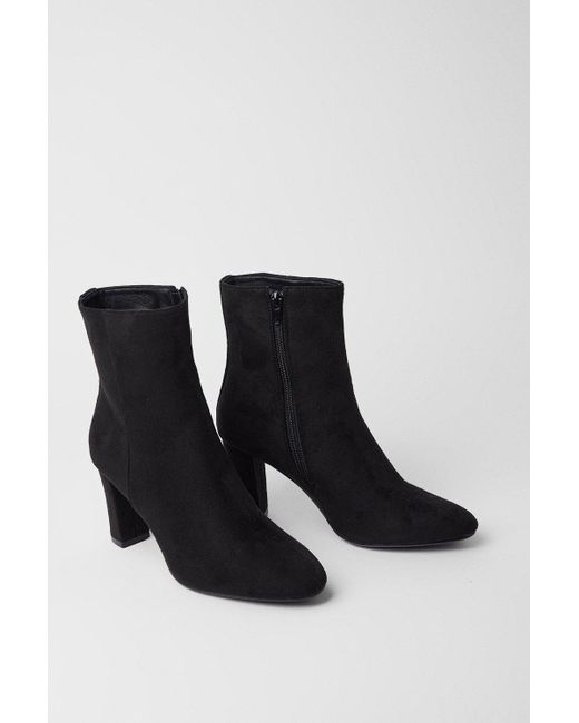 PRINCIPLES Olsen Almond Toe High Block Heel Ankle Boots in Blue
