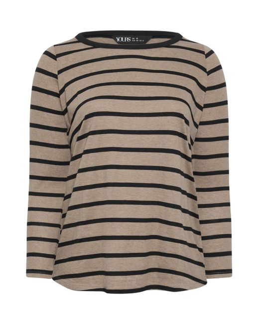 Yours Brown Stripe Long Sleeve Top