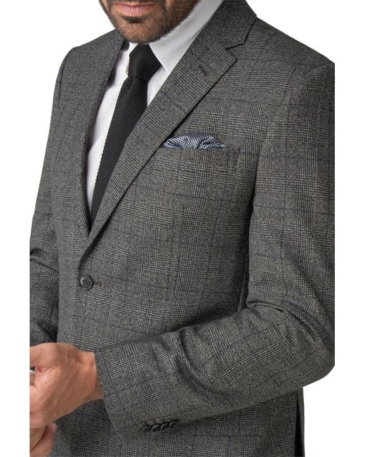 Jeff Banks Black Check Wool Blend Regular Fit Suit Jacket for men