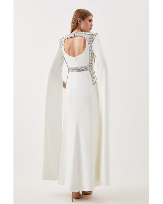 Karen Millen Petite Embellished Caddy Cape Sleeve Woven Maxi Dress