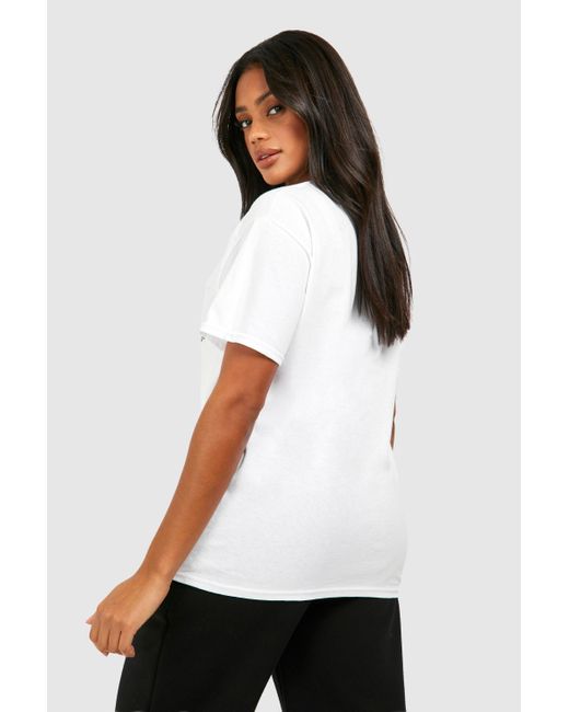 Boohoo White Lace Bow Printed Oversized T-shirt