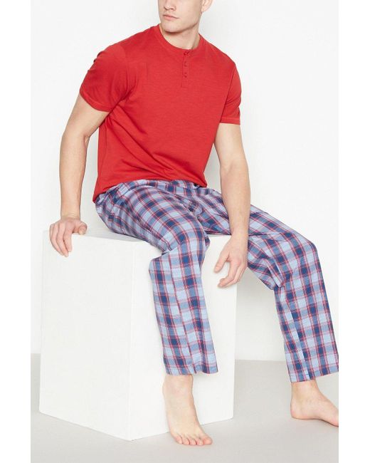 DEBENHAMS Red Checked Pyjama Set for men
