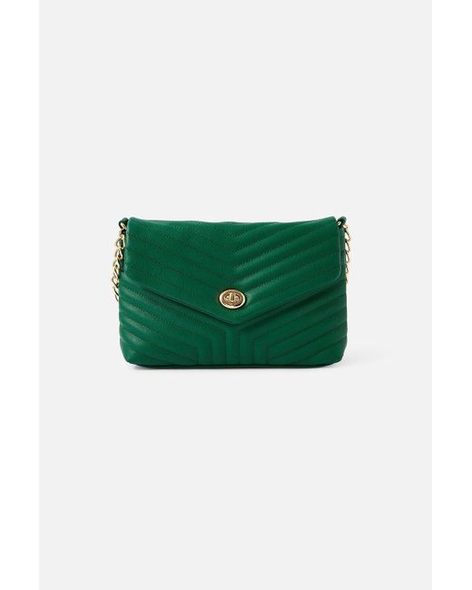 Accessorize Green Quilted Chain Shoulder Bag
