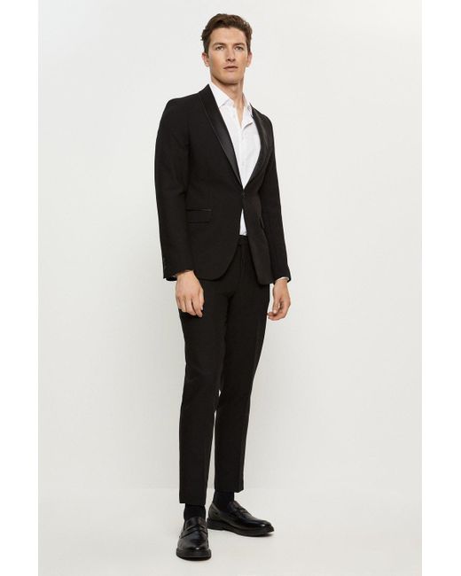 Burton Skinny Fit Black Shawl Tuxedo Jacket for men