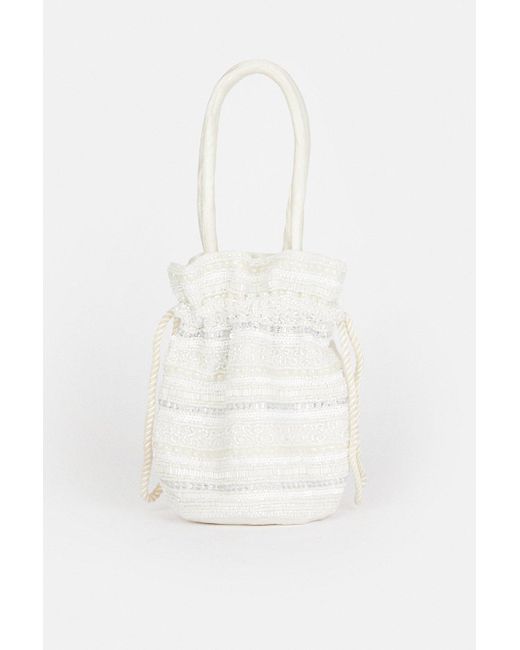 Coast White Embellished Mini Bucket Bag