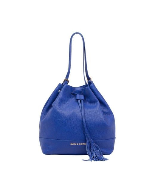 Smith & Canova Blue Pebbled Leather Hobo Shoulder Bag