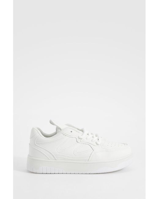 Boohoo White Chunky Jumbo Contrast Lace Sneakers